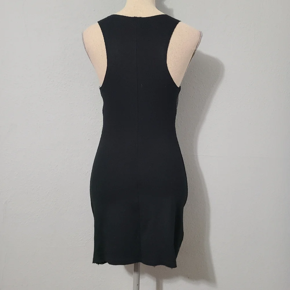 Zara Evening‎ Collection Black Sequin Tank Racerback Sheath Slip Mini Dress Med